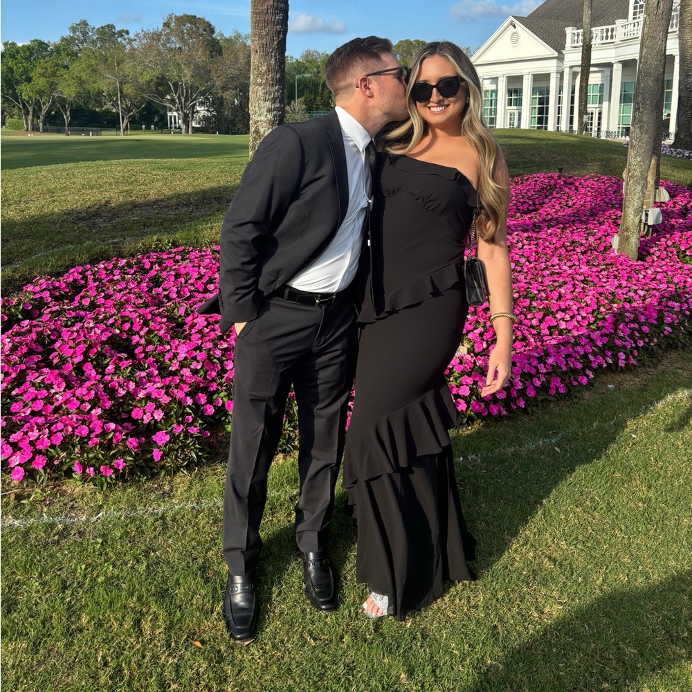 Dramatic Allure Black Ruffled Cutout Strapless Ma… - image 3